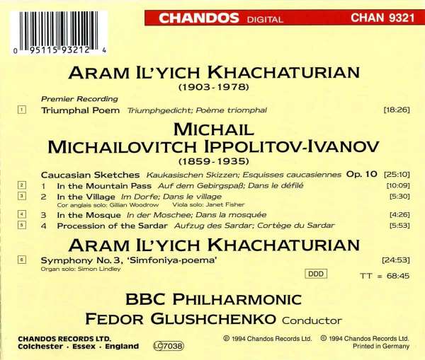 Khatchaturian Symphony No 3 Ippolitov Ivanov Caucasian Sketches