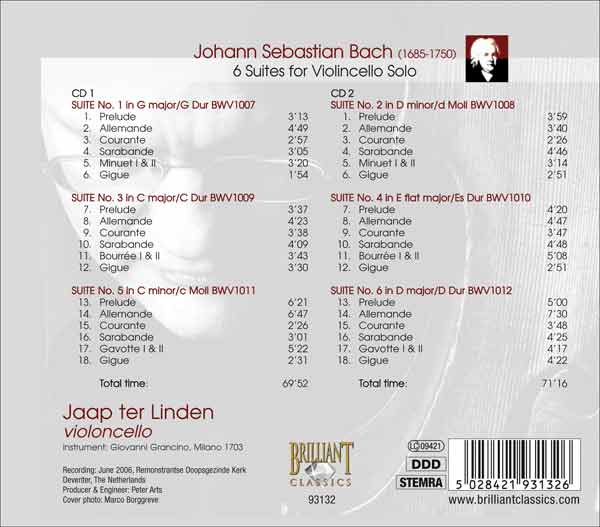 Johann Sebastian Bach Suites Pour Violoncelle Seul Int Grale La