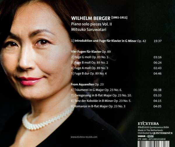 Wilhelm Berger Piano Solo Pieces Vol Ii Mitsuko Saruwatari La