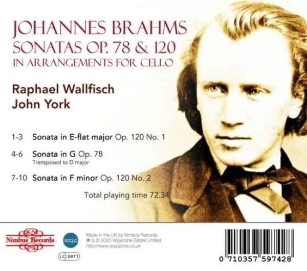 Johannes Brahms: Sonatas Op. 78 & Op. 120 (Arranged For Cello) - Raphael Wallfisch