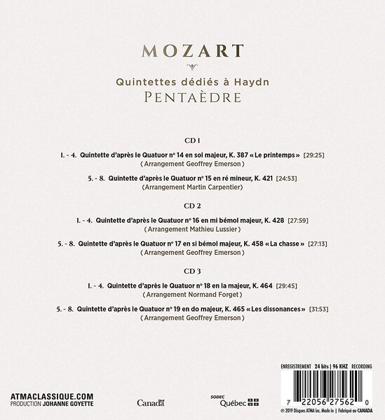 Mozart: Quintettes Dédiés A Haydn - Pentaèdre