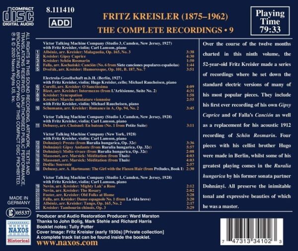 The Complete Recordings, Vol. 9 - Fritz Kreisler