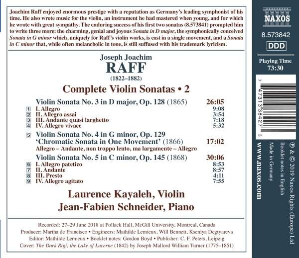 Joseph Joachim Raff: Complete Violin Sonatas (Volume 2) - Laurence Kayaleh