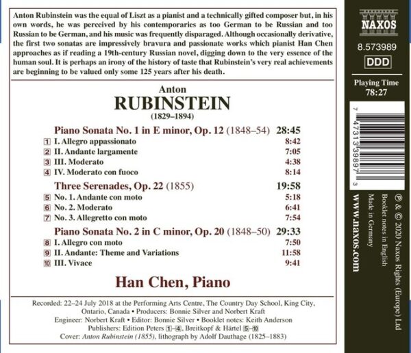 Anton Rubinstein: Piano Sonatas Nos. 1 And 2 - Han Chen
