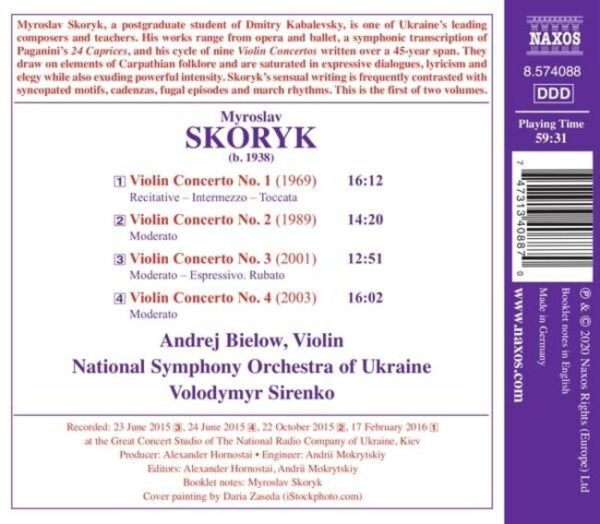 Myroslav Skoryk: Violin Concertos, Vol. 1: Nos. 1-4 - Andrej Bielow