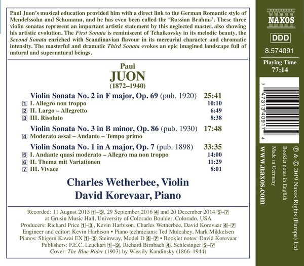 Paul Juon: Violin Sonatas Nos. 1-3 - Charles Wetherbee