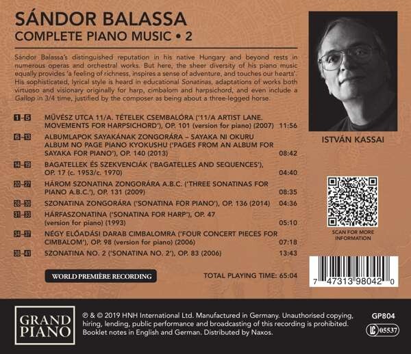 Sandor Balassa: Complete Piano Music (Volume 2) - Istvan Kassai