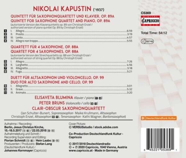 Nikolai Kapustin: Saxophone Chamber Music - Elisaveta Blumina