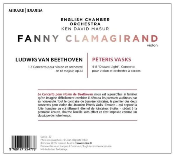 Beethoven: Violin Concerto / Vasks: Distant Light - Fanny Clamagirand