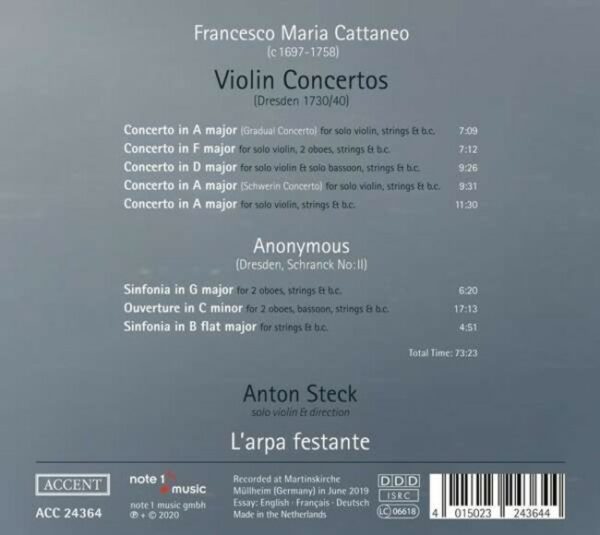 Francesco Maria Cattaneo: Violin Concertos - L'Arpa Festante