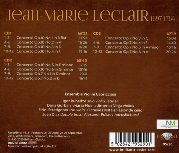 Jean Marie Leclair: Complete Violin Concertos - Igor Ruhadze