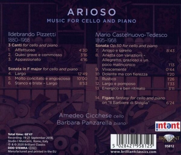 Pizzetti & Castelnuovo-Tedesco: Arioso - Amedeo Cicchese