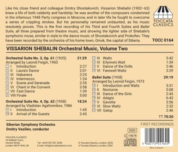 Vissarion Shebalin: Orchestral Music Vol.2 - Dmitry Vasiliev