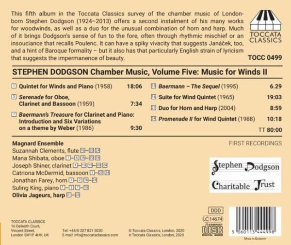 Stephen Dodgson: Chamber Music Vol.5: Music For Winds II - Magnard Ensemble