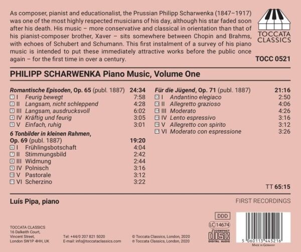 Philipp Scharwenka: Piano Music, Vol. 1 - Luis Pipa
