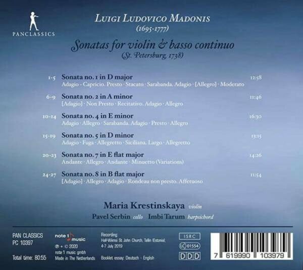 Luigi Ludovico Madonis: Violin Sonatas - Maria Krestinskaya