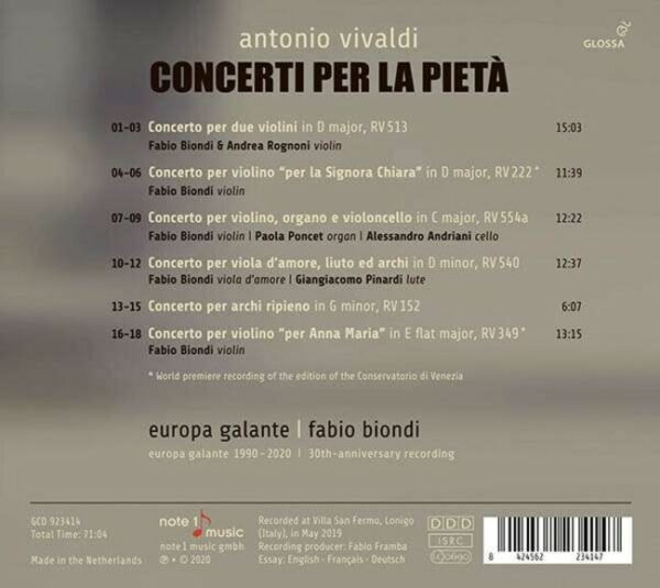 Antonio Vivaldi: Concerti Per La Pietra - Fabio Biondi