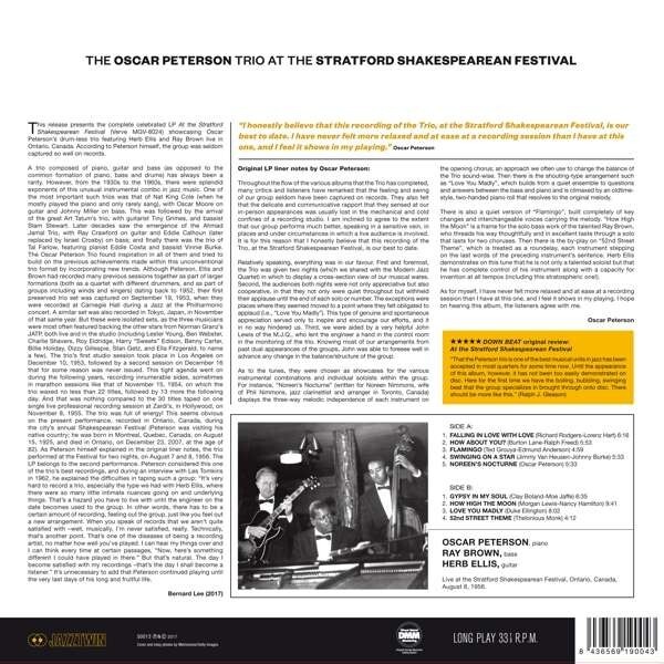 At The Stratford Shakespearean Festival (Vinyl) - Oscar Peterson Trio