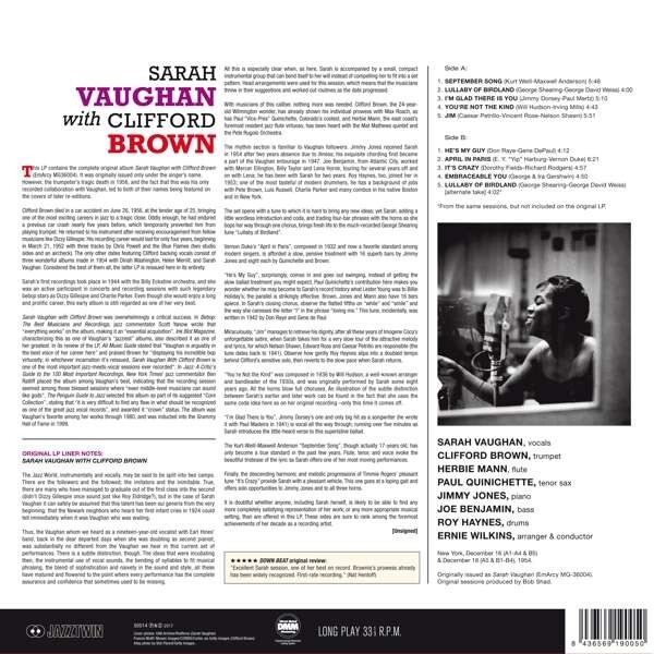 With Clifford Brown (Vinyl) - Sarah Vaughan