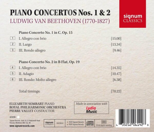 Beethoven: Piano Concertos Nos. 1 & 2 - Elizabeth Sombart