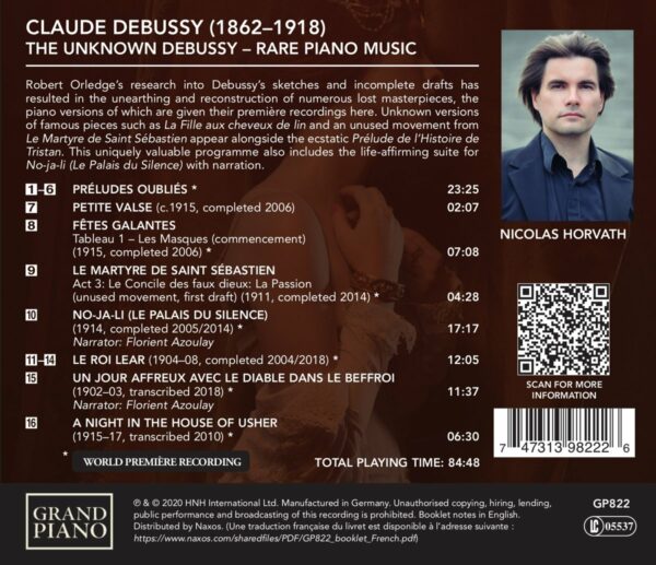 The Unknown Debussy, Rare Piano Music - Nicolas Horvath