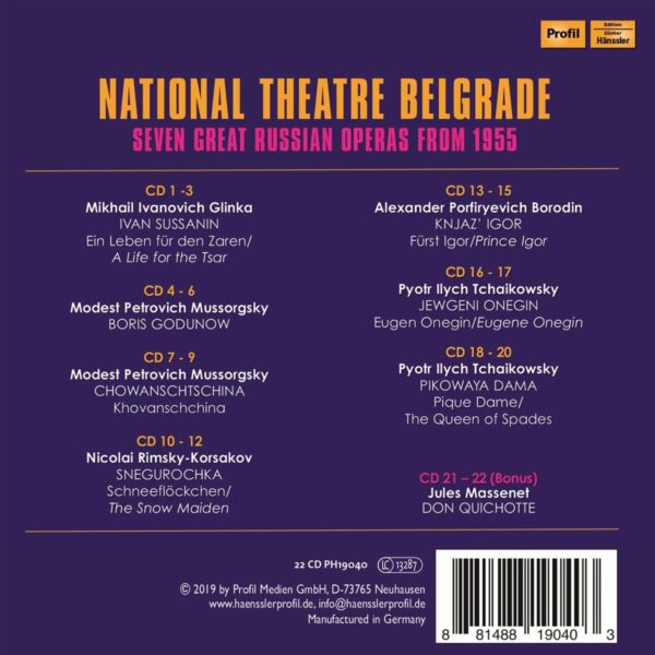 Glinka / Mussorgsky / Rimsky-Korsakov / Borodin / Tchaikov: National Theatre Belgrade - Seven Great Russian Op - Miroslav Cangalovic