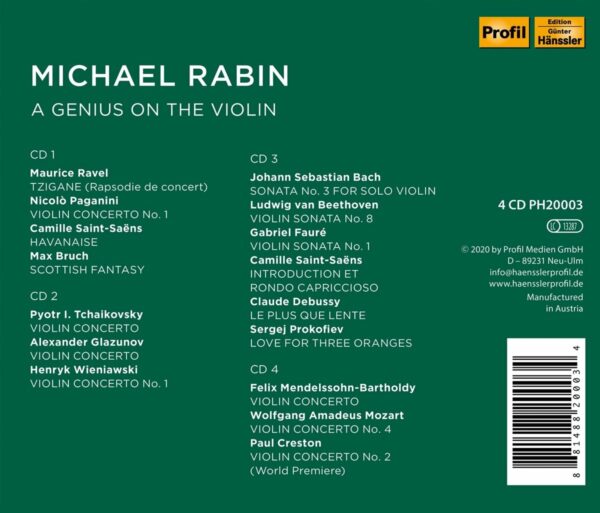 Tchaikovsky / Paganini / Wieniawsky Etc.: Michael Rabin - A Genius On The Violin - Michael Rabin