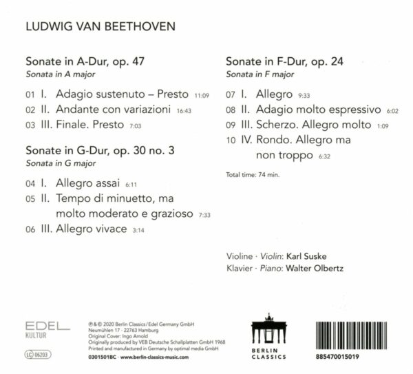 Beethoven: Violin Sonatas Nos.5, 8 & 9 (2020) - Karl Suske
