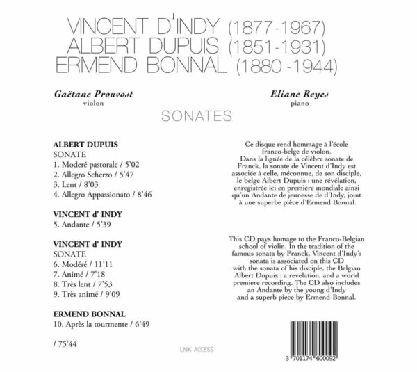 D'Indy / Dupuis: Sonates - Gaetane Prouvost