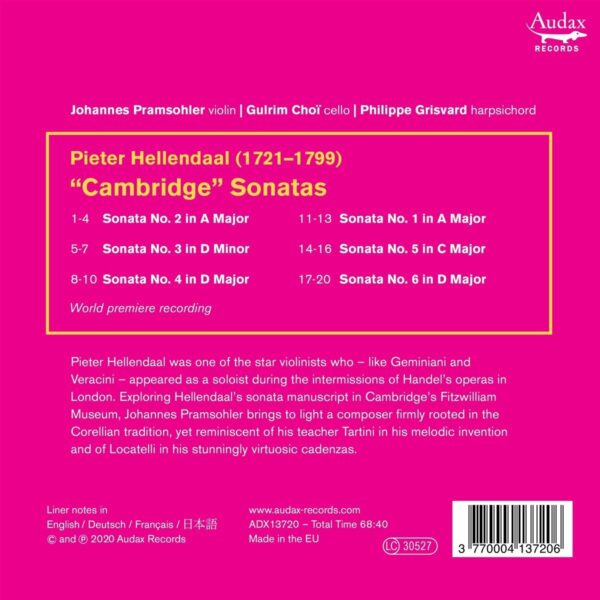 Pieter Hellendaal: Cambidge Sonatas - Johannes Pramsholer