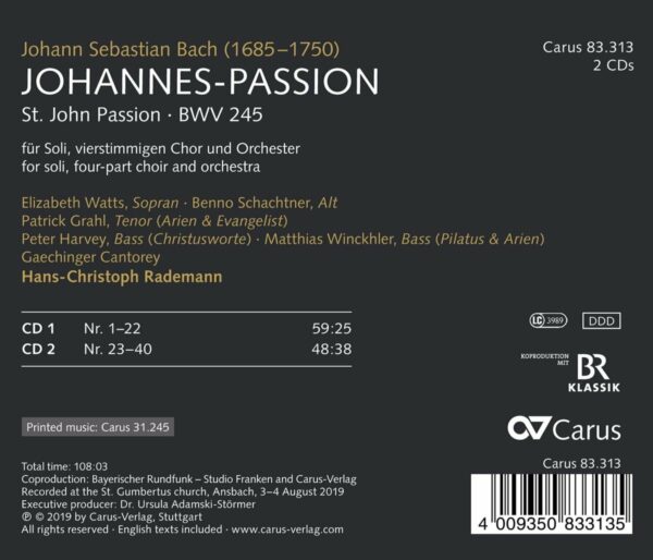 Johann Sebastian Bach: Johannes-Passion BWV 245 - Hans-Christoph Rademann