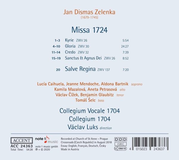 Jan Dismas Zelenka: Missa 1724 - Vaclav Luks