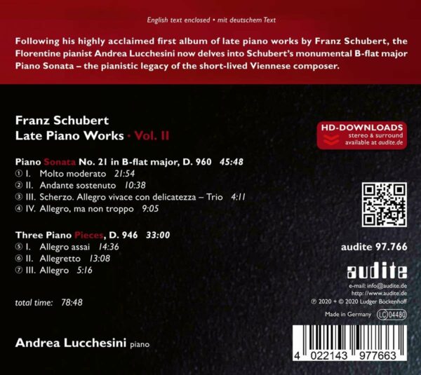 Franz Schubert: Late Piano Works - Andrea Lucchesini