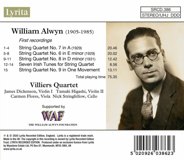 William Alwyn: String Quartets No.6, 7, 8 & 9 - Villiers Quartet