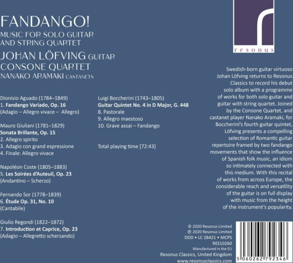 Fandango! Music For Solo Guitar And String Quartet - Johan Lofving