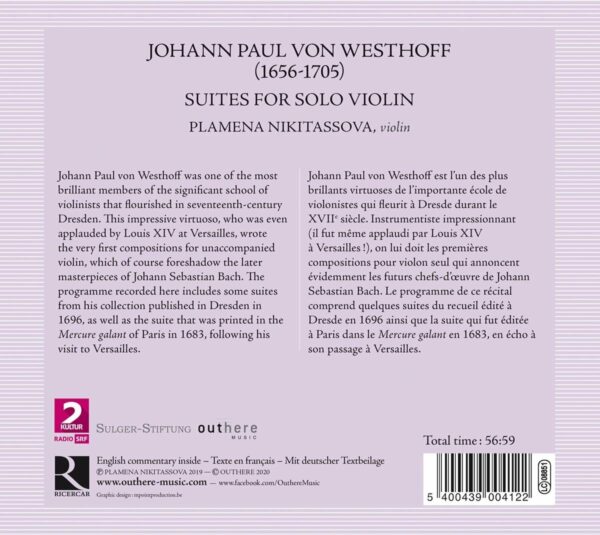 Johann Paul Von Westhoff: Suites For Solo Violin - Plamena Nikitassova