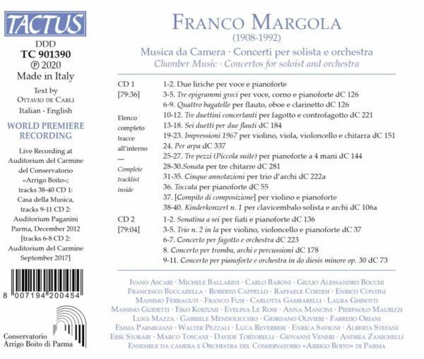 Franco Margola: Chamber Music,. Concertos For Soloist And Orchestra - Eiko Koizumi