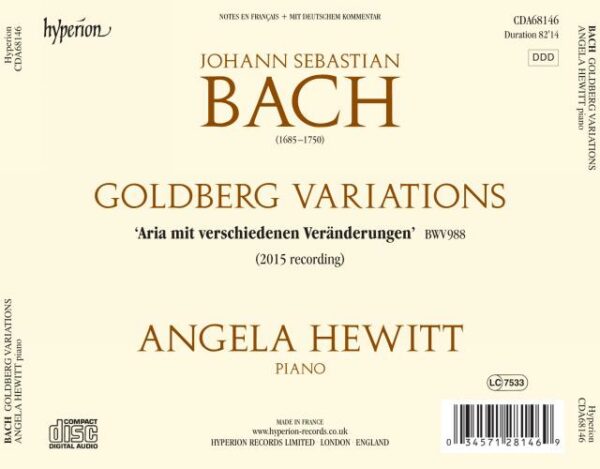 Bach: Goldberg Variations / 2015 Recording - Angela Hewitt