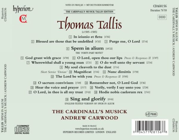 Thomas Tallis: Spem In Alium - The Cardinalls Musick