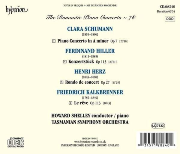 Clara Schumann / Ferdinand Hiller: The Romantic Piano Concerto Vol.78 - Howard Shelley