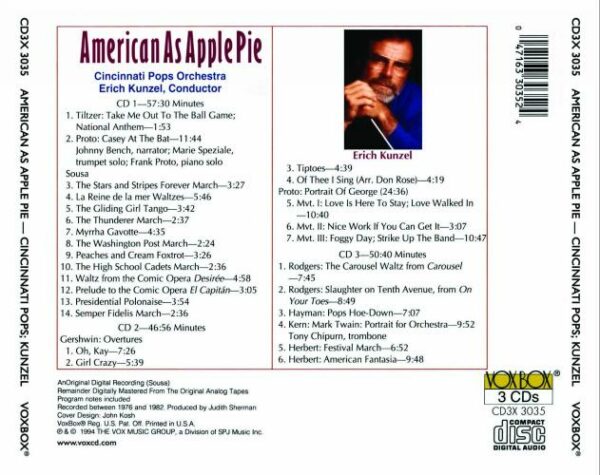 American As Apple Pie : Erich Kunzel dirige le Cincinnati Pops Orchestra.
