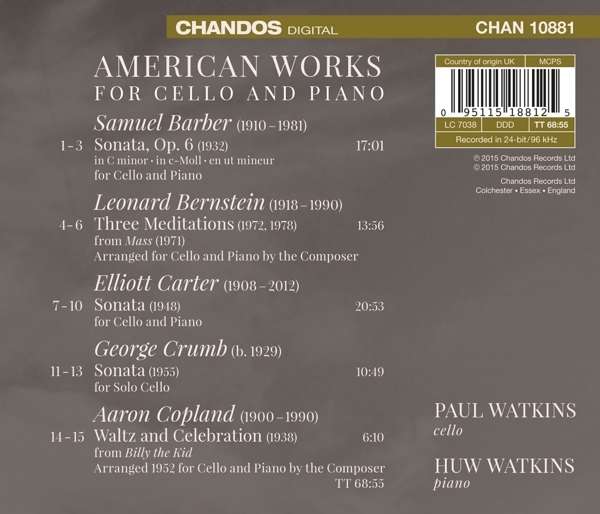 American Works For Cello - Watkins