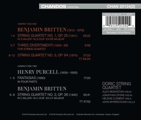 Britten: String Quartets 1-3 - Doric String Quartet