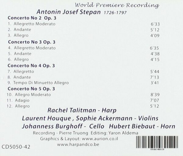 Antonin Joseph Stepan: Concertos For Harp - Rachel Talitman