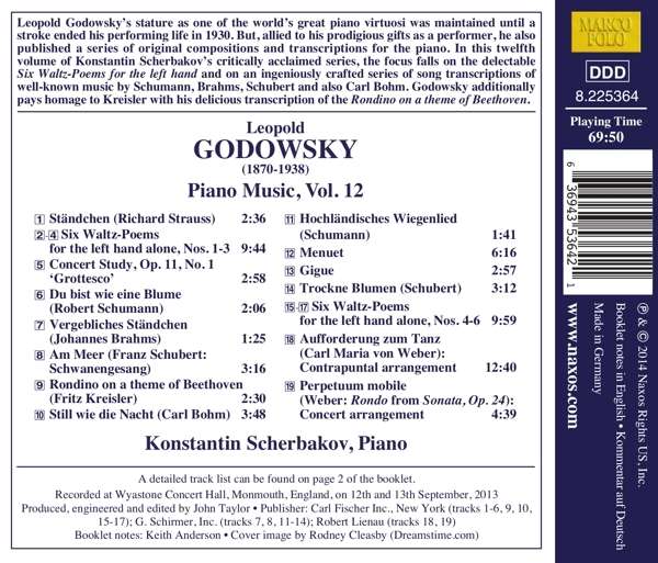 Leopold Godowsky: Piano Music Vol 12: Six Waltz-Poems - Scherbakov