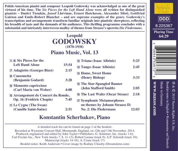 Godowsky, Leopold: Piano Music,  Vol. 13