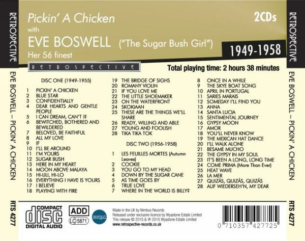 Eve Boswell : Pickin' A Chicken "The Sugar Bush Girl" - Her 56 Finest.