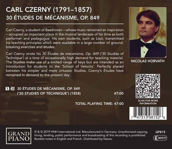 Carl Czerny: 30 Etudes De Mecanisme, Op. 849 - Nicolas Horvath