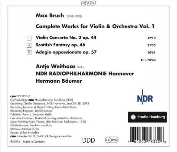 Bruch : L'œuvre pour violon et orchestre, vol. 1. Wethaas, Bäumer.
