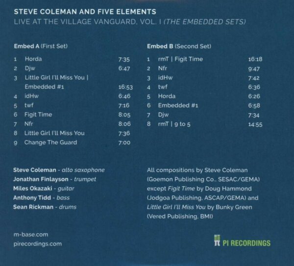 Live At The Village Vanguard, Vol. I (The Embedded Sets) - Steve Coleman & The Five Elements